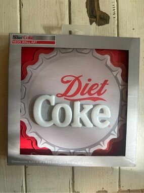 Diet Coke Neon Wall Art 8" x 8" Battery Operated Official Coca-Cola Licensed NEW